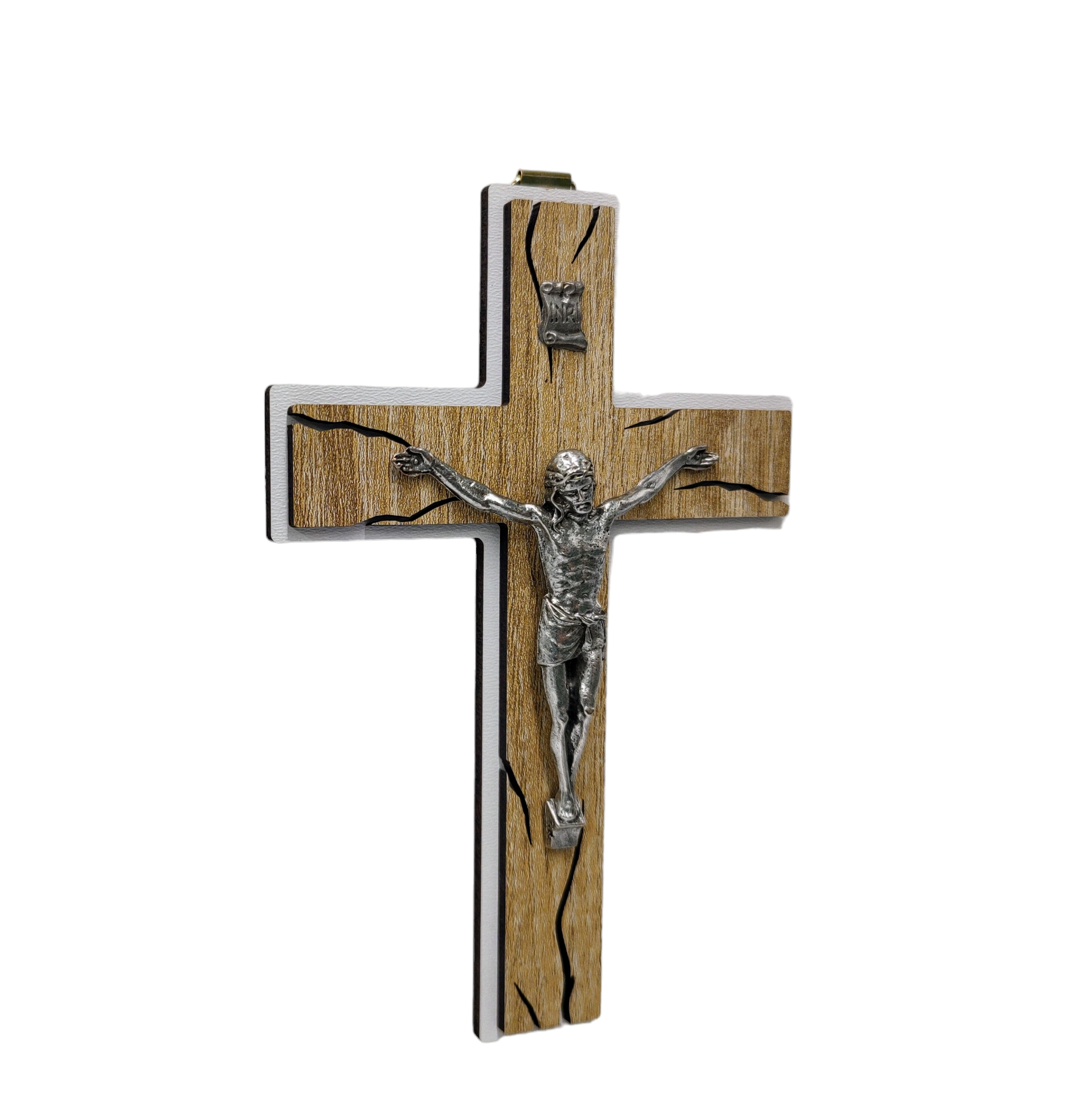 Krzyż wiszący drewniany z pasyjką KW7