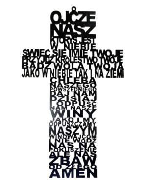 Krzyż wiszący "Ojcze Nasz" czarny