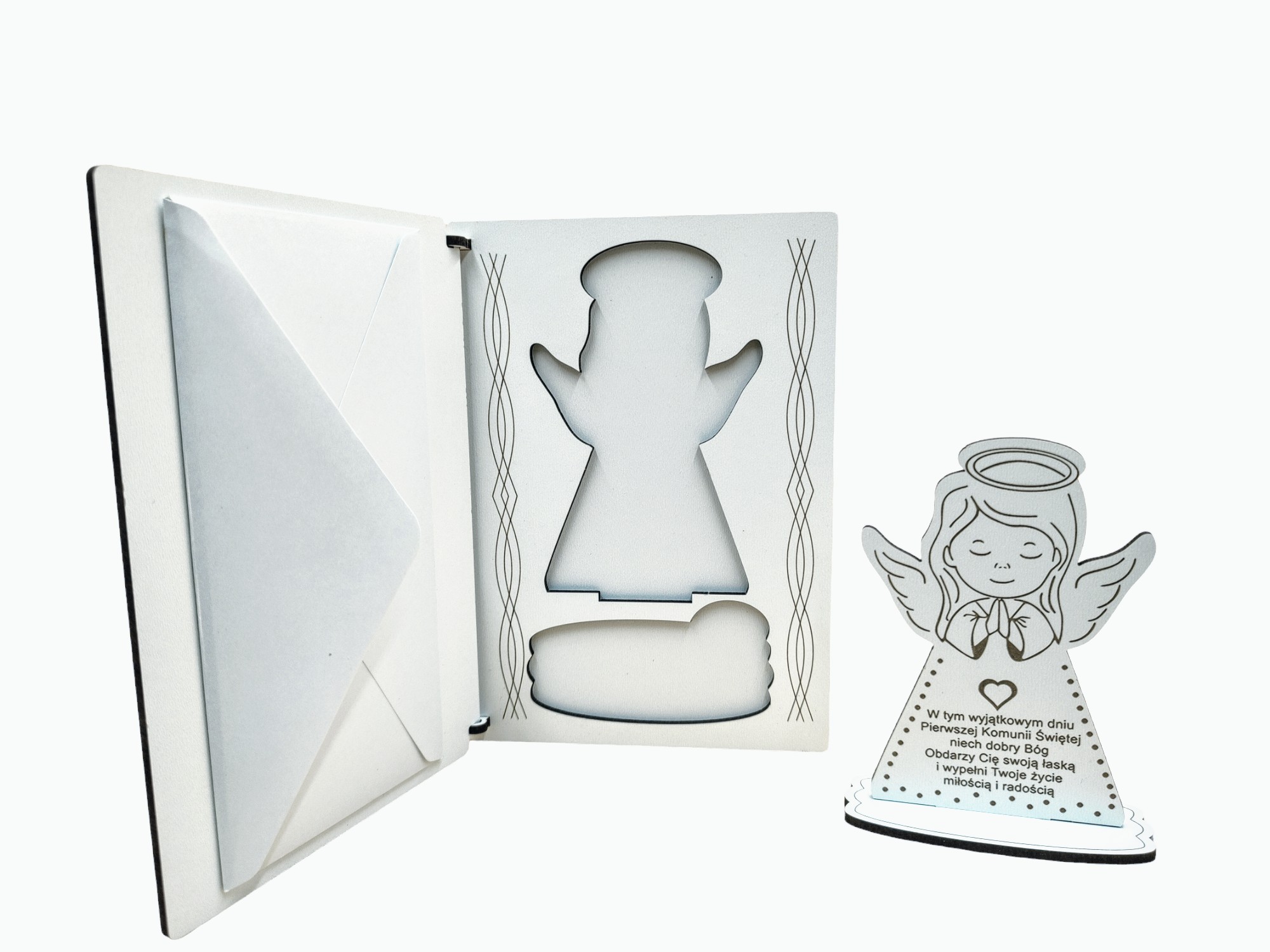 Pamiątka I Komunii Św. Kartka z upominkiem - drewniana kartka KZU4 - obrazek 4