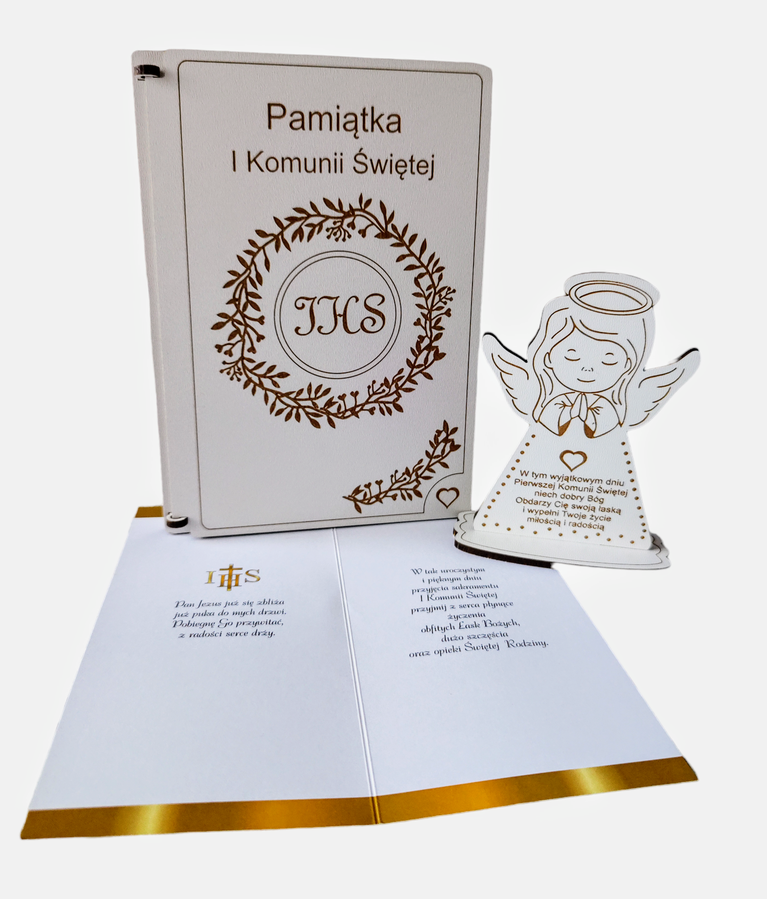 Pamiątka I Komunii Św. Kartka z upominkiem - drewniana kartka KZU4 - obrazek 2