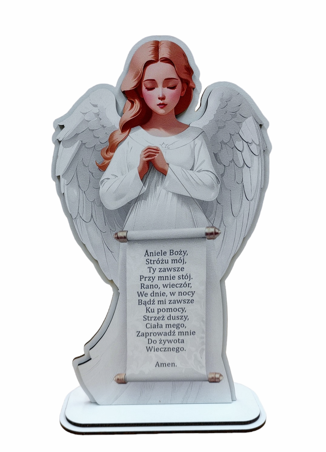 Anioł Pamiątka I Komunii Św. , Chrztu - biały ASS2