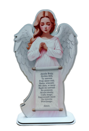 Anioł Pamiątka I Komunii Św. , Chrztu - różowy ASS3