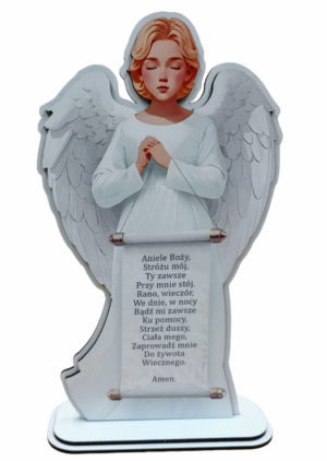 Anioł Pamiątka I Komunii Św. , Chrztu - biały ASS5