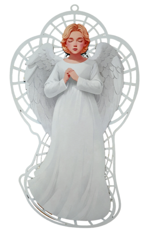 Anioł Pamiątka I Komunii Św. , Chrztu - biały AWS4