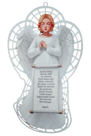 Anioł Pamiątka I Komunii Św. , Chrztu - biały AWS5