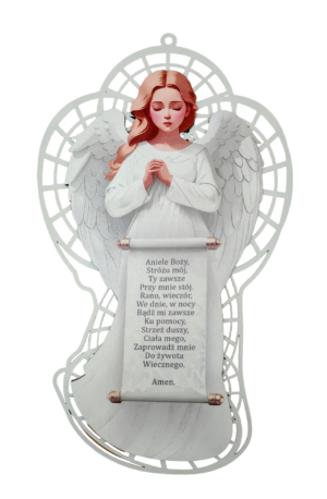 Anioł Pamiątka I Komunii Św. , Chrztu - biały AWS2