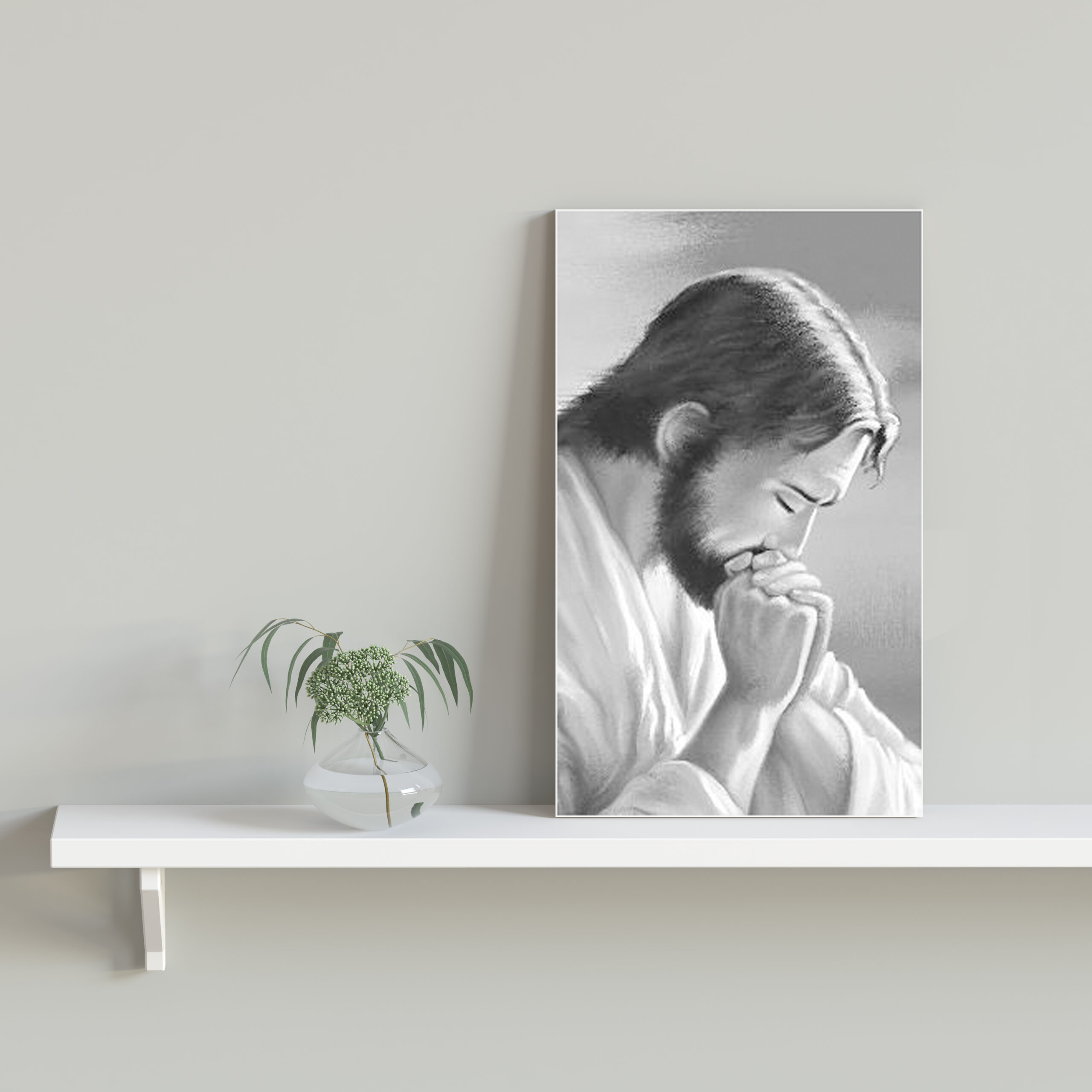 Obraz Jezus Modlący Czarno – Biały XL5 40 x 65 cm - obrazek 4