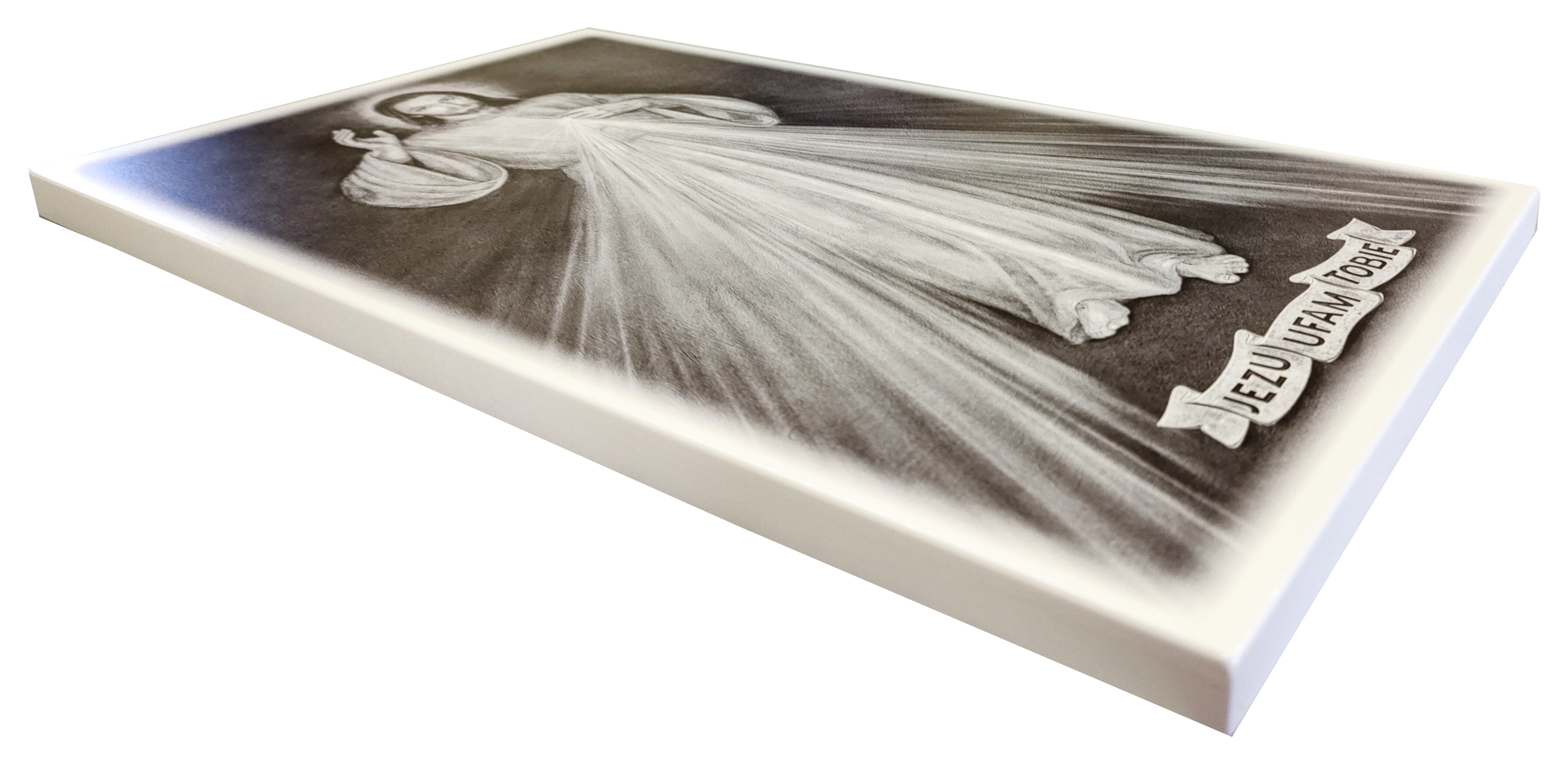 OBRAZ JEZU UFAM TOBIE JEZUS MIŁOSIERNY Czarno - Biały S9 CB 13 x 19cm - obrazek 3