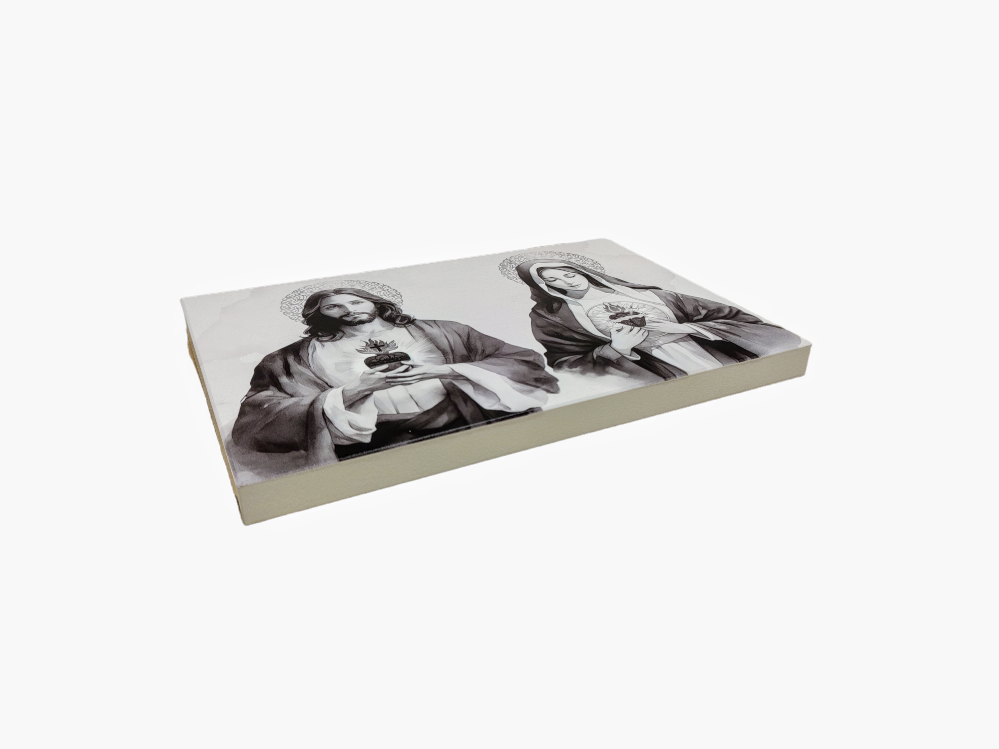 Obraz Serce Jezusa i Serce Maryi M40 Czarno-biały 18 x 27 cm - obrazek 2