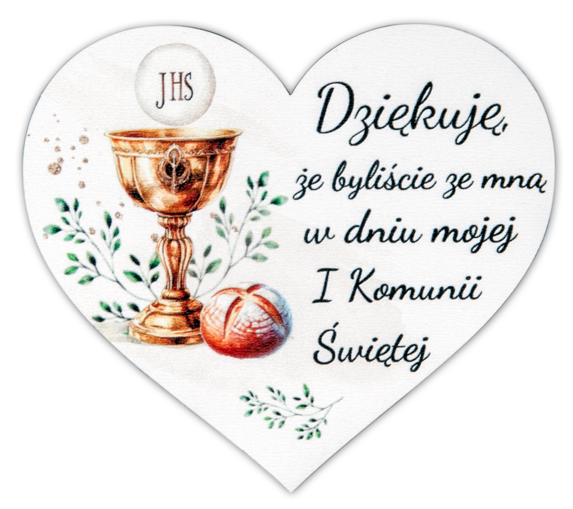 Podziękowania dla Gości na Komunię pamiątka magnes serce 1szt.