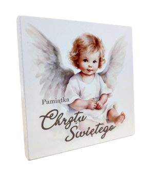 Obraz Kwadrat Aniołek K6 z napisem "Pamiątka Chrztu Świętego"