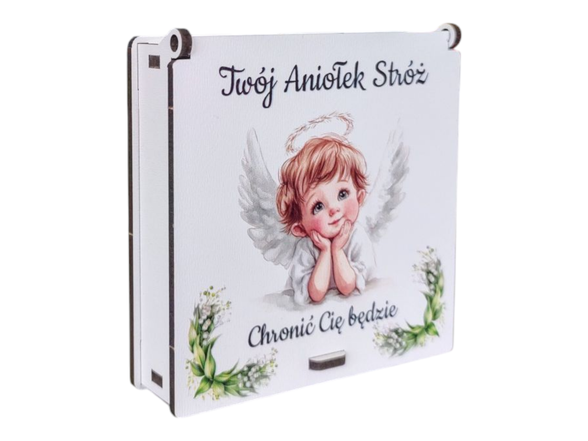 Pudełko z Aniołkiem Stróżem - Prezent, na Chrzest , Narodziny , Roczek PZO6 - obrazek 2