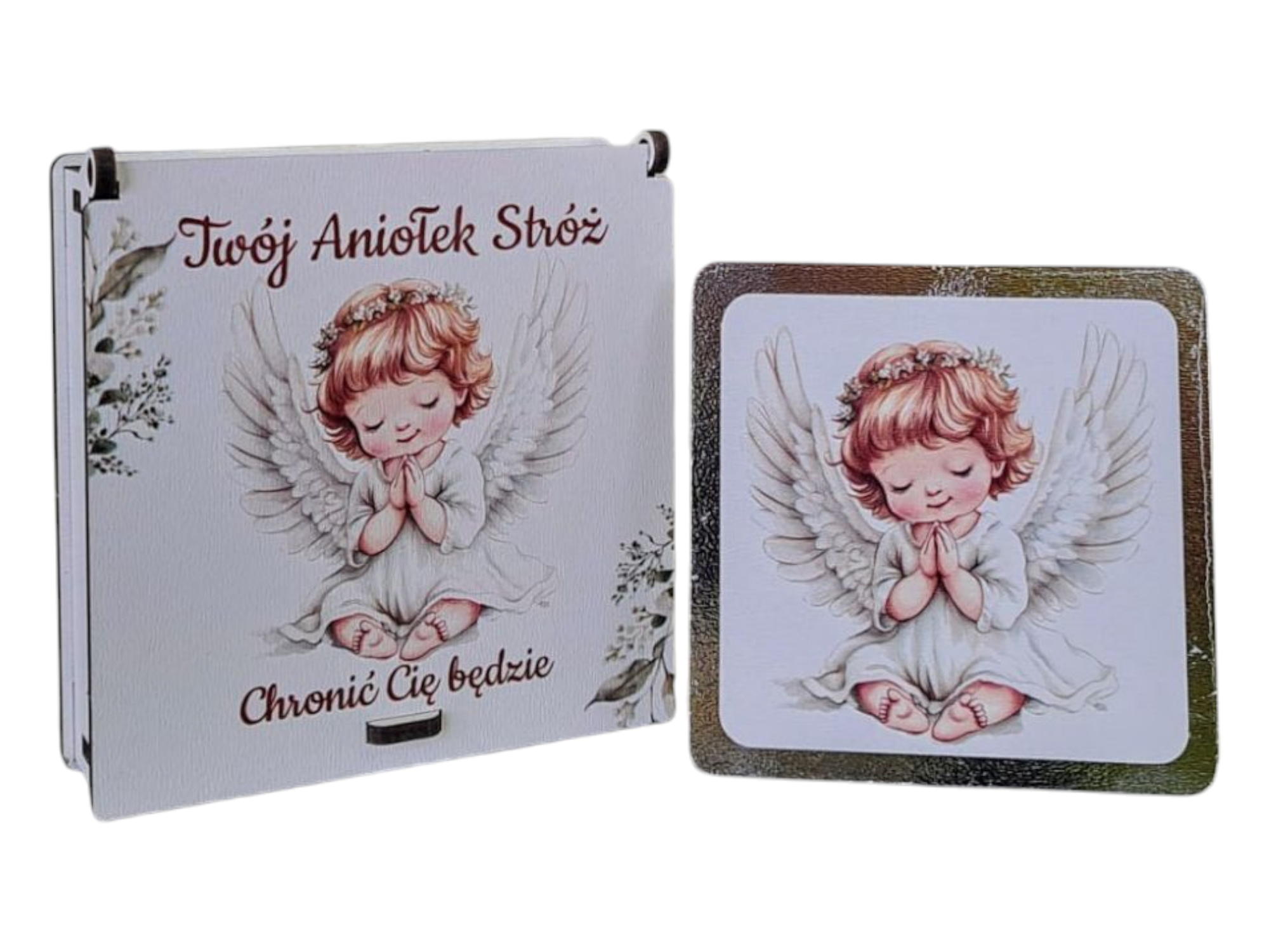 Pudełko z Aniołkiem Stróżem - Prezent, na Chrzest , Narodziny , Roczek PZO3