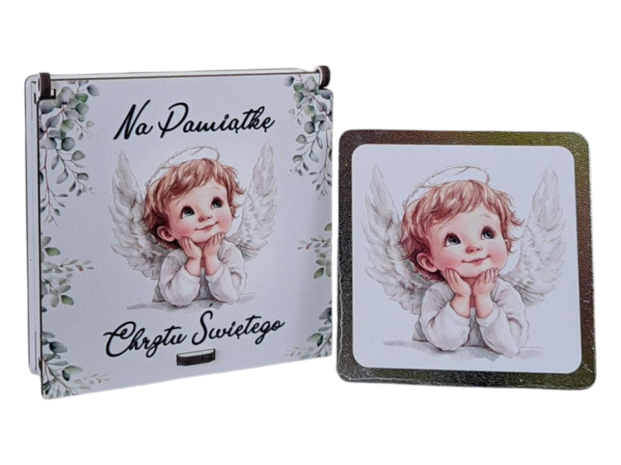Pudełko z Aniołkiem Stróżem - Prezent, na Chrzest , Narodziny , Roczek PZO4