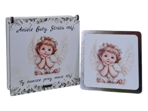 Pudełko z Aniołkiem Stróżem - Prezent, na Chrzest , Narodziny , Roczek PZO2
