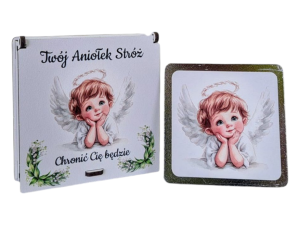 Pudełko z Aniołkiem Stróżem - Prezent, na Chrzest , Narodziny , Roczek PZO6