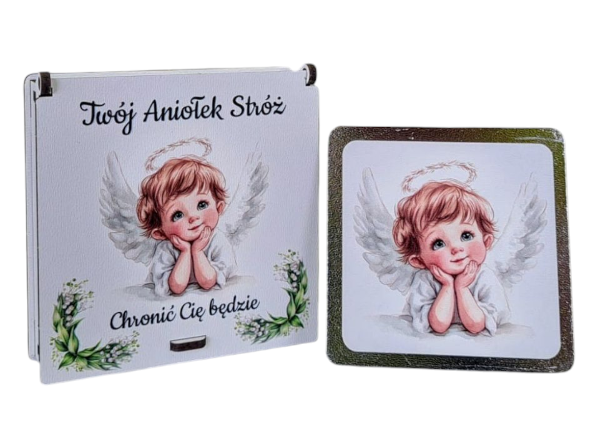 Pudełko z Aniołkiem Stróżem - Prezent, na Chrzest , Narodziny , Roczek PZO6