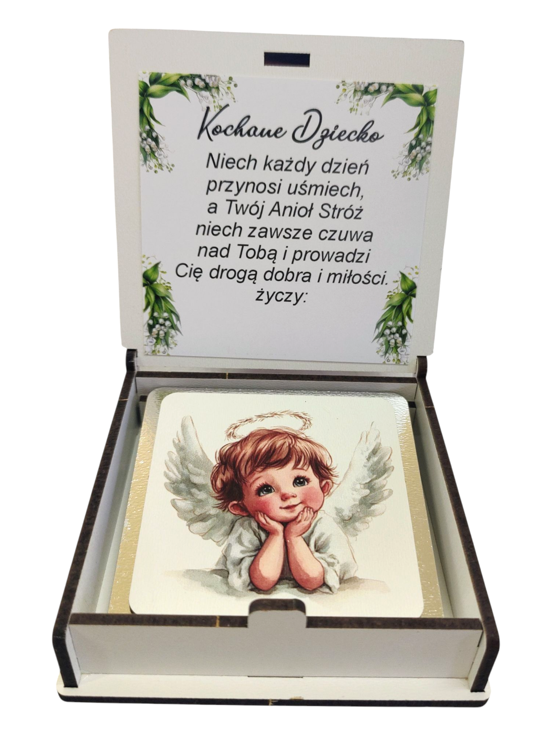 Pudełko z Aniołkiem Stróżem - Prezent, na Chrzest , Narodziny , Roczek PZO6 - obrazek 4