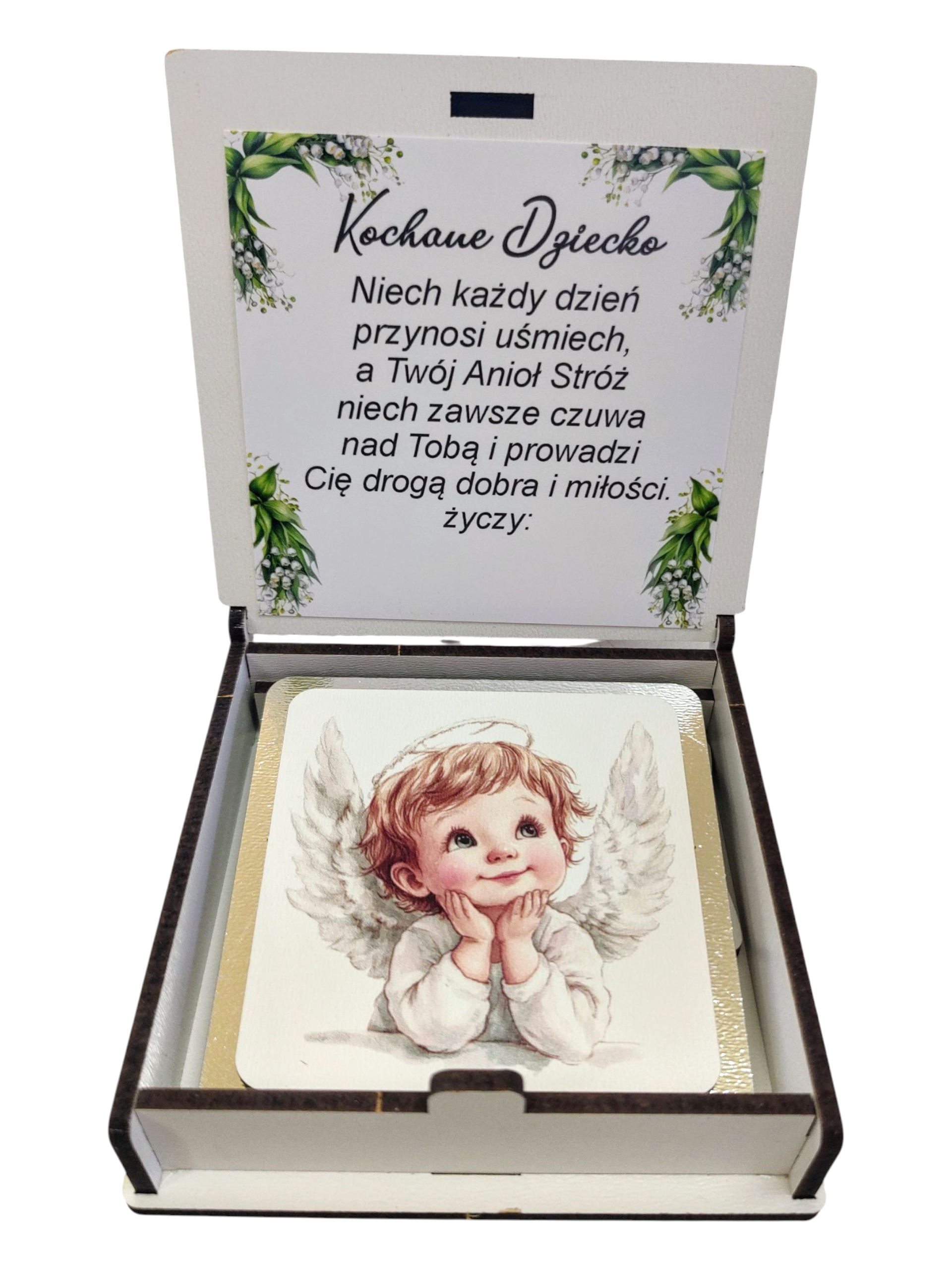 Pudełko z Aniołkiem Stróżem - Prezent, na Chrzest , Narodziny , Roczek PZO4 - obrazek 4