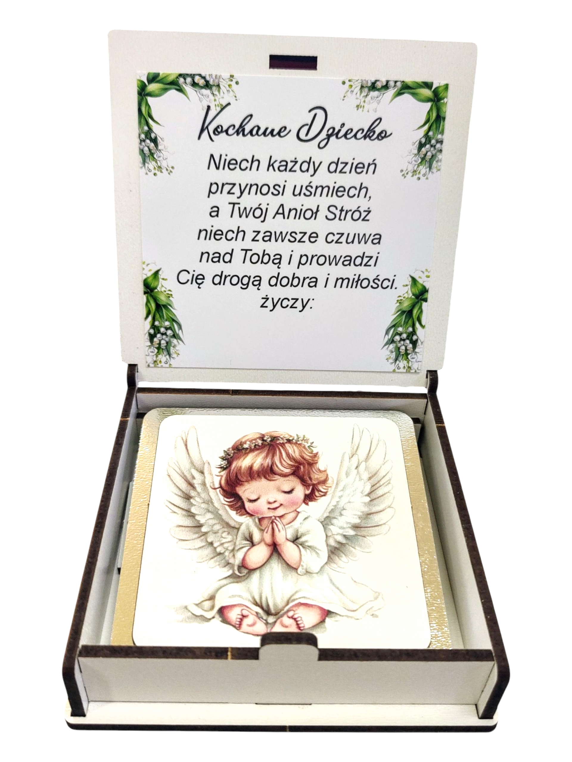 Pudełko z Aniołkiem Stróżem - Prezent, na Chrzest , Narodziny , Roczek PZO3 - obrazek 4