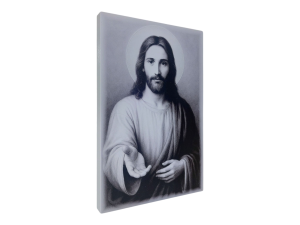 Obraz Jezusa Chrystusa Przyjdz do mnie -Jezus z Otwartą Dłonią czarno -biały M69 18 x 27 cm