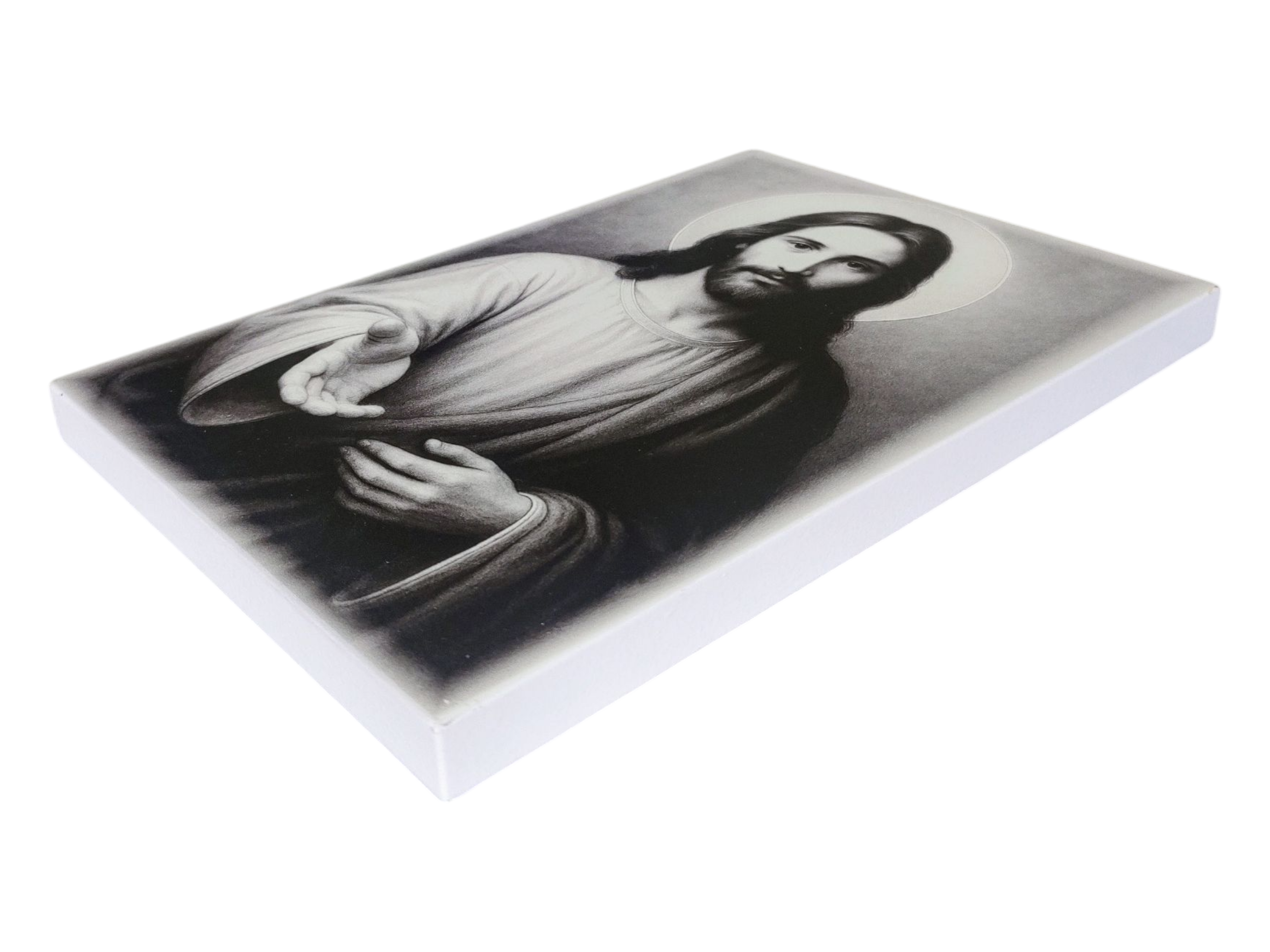 Obraz Jezusa Chrystusa Przyjdz do mnie -Jezus z Otwartą Dłonią czarno -biały M69 18 x 27 cm - obrazek 2