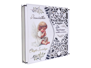 Pamiątka Chrztu Świętego - eleganckie pudełko z aniołkiem PND2