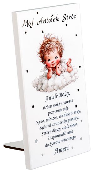 Obrazek Anioł Stróż z modlitwą „Aniele Boży”. S209 10x19cm
