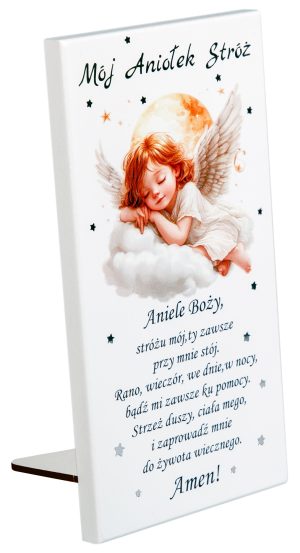Obrazek Anioł Stróż z modlitwą „Aniele Boży”. S203 10x19cm