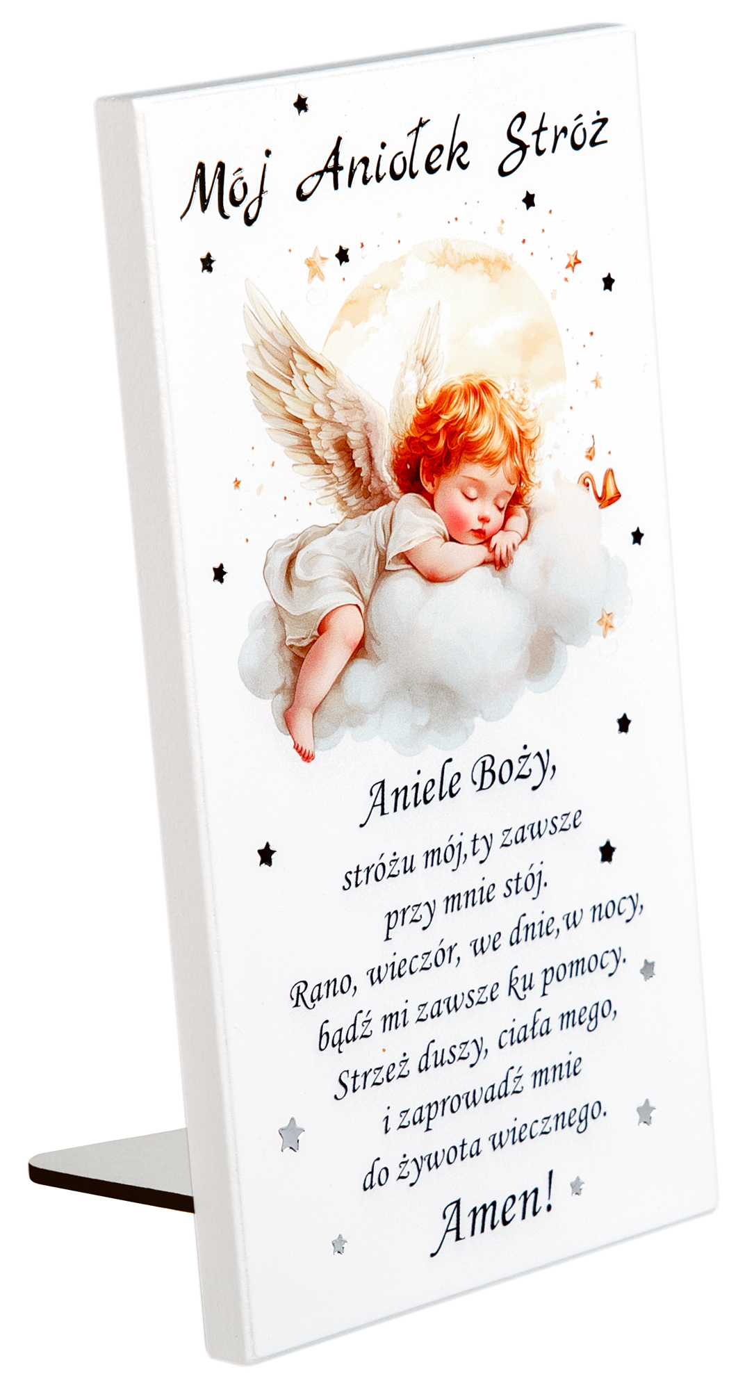 Obrazek Anioł Stróż z modlitwą „Aniele Boży”. S204 10x19cm