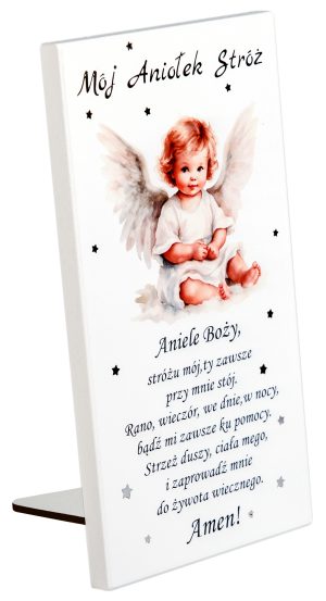 Obrazek Anioł Stróż z modlitwą „Aniele Boży”. S205 10x19cm