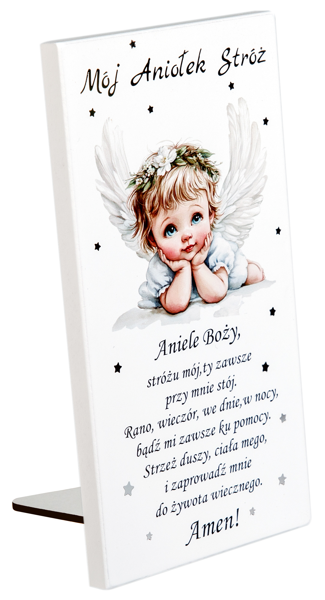 Obrazek Anioł Stróż z modlitwą „Aniele Boży”. S201 10x19cm