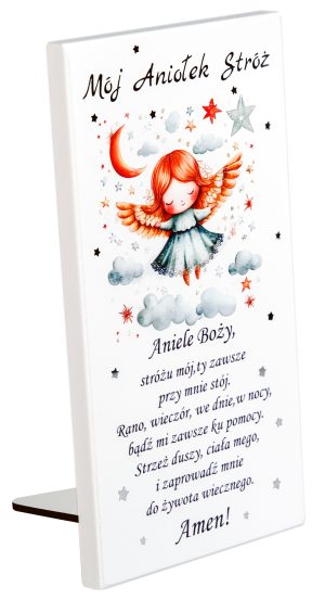 Obrazek Anioł Stróż z modlitwą „Aniele Boży”. S208 10x19cm