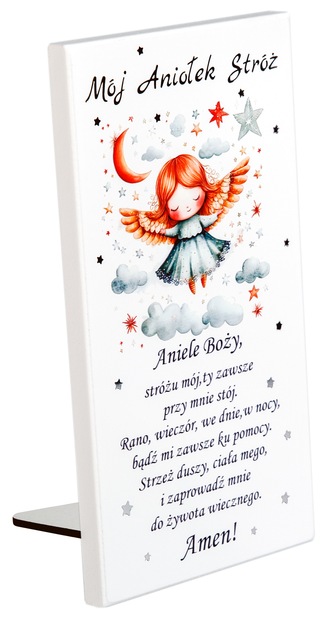 Obrazek Anioł Stróż z modlitwą „Aniele Boży”. S208 10x19cm