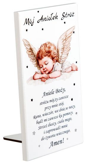 Obrazek Anioł Stróż z modlitwą „Aniele Boży”. S206 10x19cm
