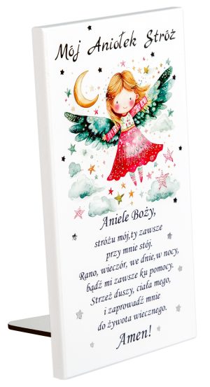 Obrazek Anioł Stróż z modlitwą „Aniele Boży”. S200 10x19cm