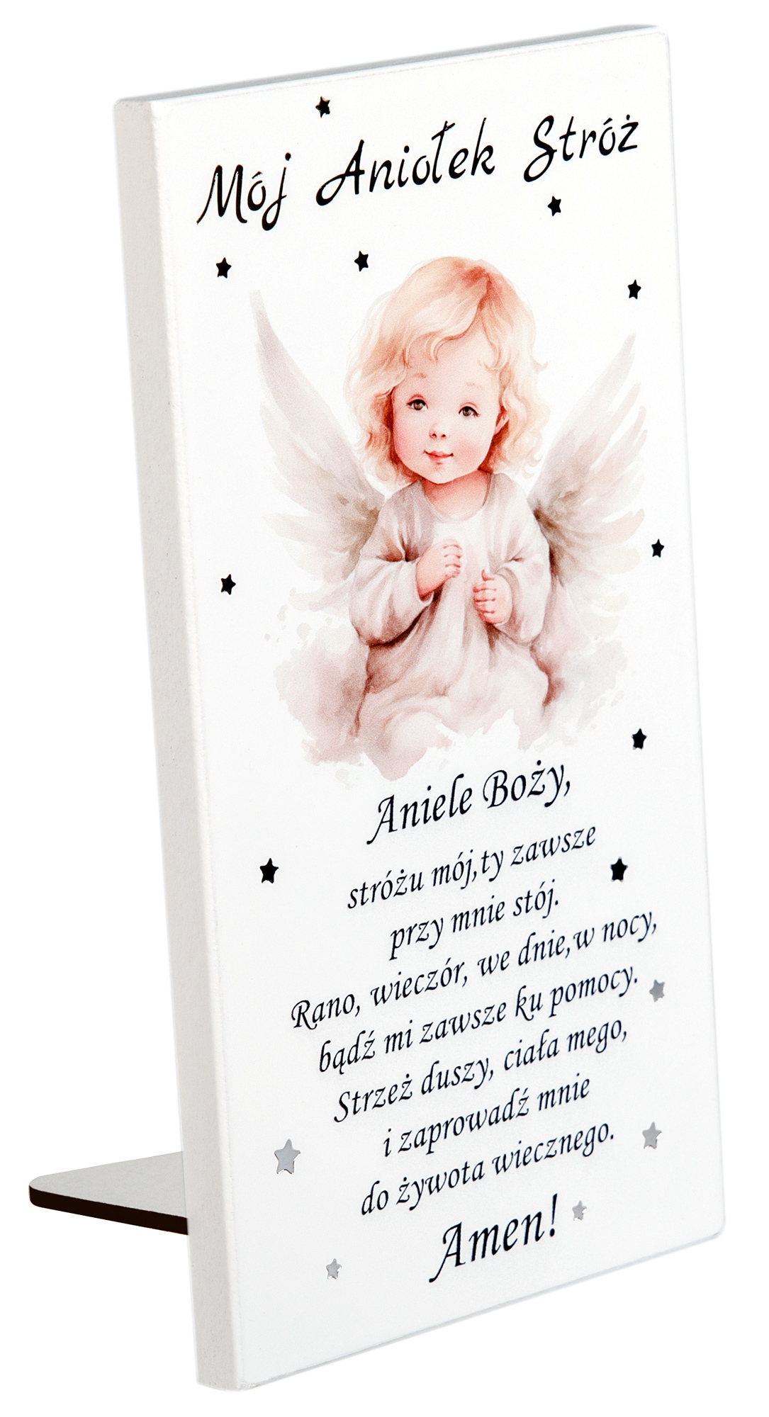 Obrazek Anioł Stróż z modlitwą „Aniele Boży”. S202 10x19cm