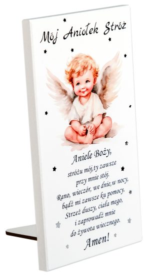 Obrazek Anioł Stróż z modlitwą „Aniele Boży”. S207 10x19cm