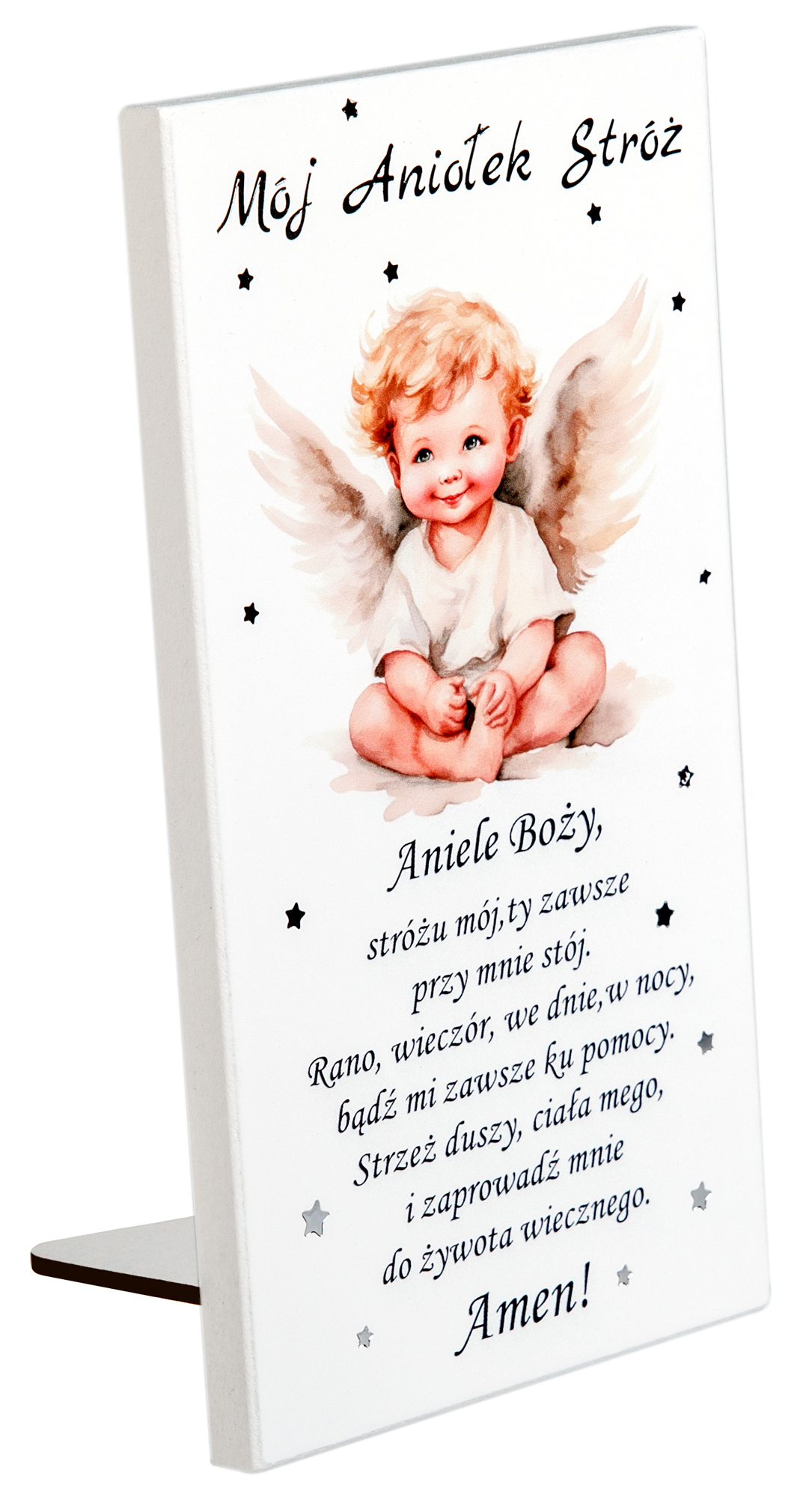 Obrazek Anioł Stróż z modlitwą „Aniele Boży”. S207 10x19cm