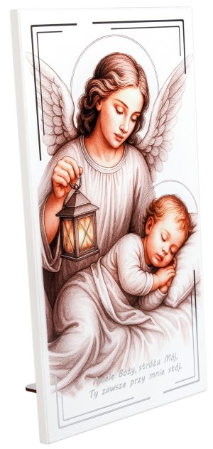 Obrazek Anioł Stróż z modlitwą „Aniele Boży”. L210 18x33cm