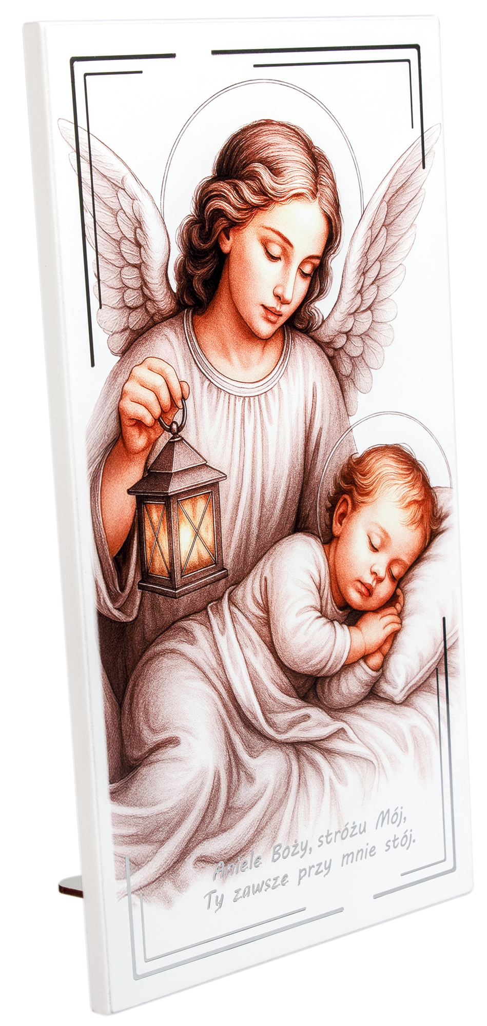Obrazek Anioł Stróż z modlitwą „Aniele Boży”. L210 18x33cm
