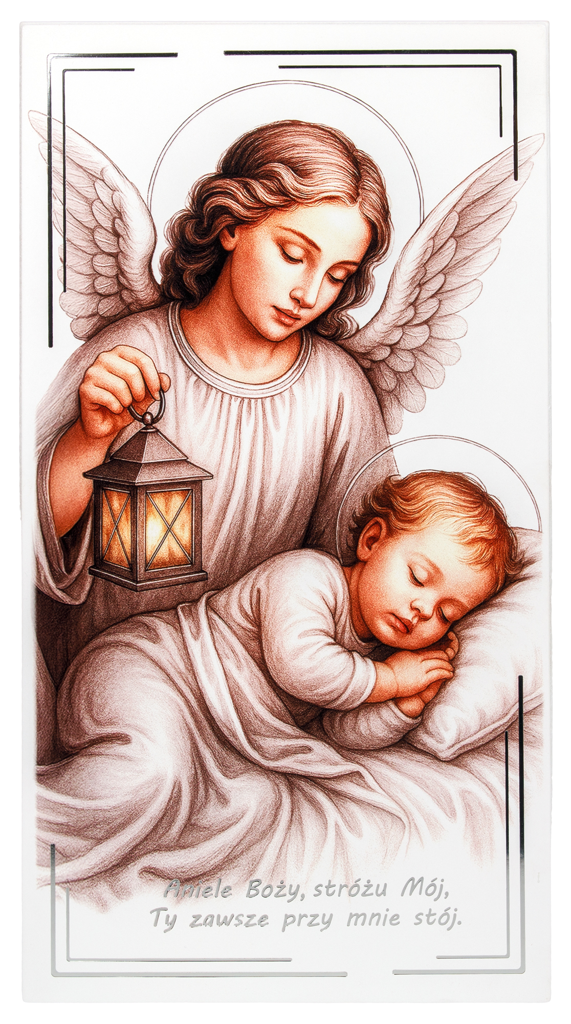Obrazek Anioł Stróż z modlitwą „Aniele Boży”. L210 18x33cm - obrazek 2