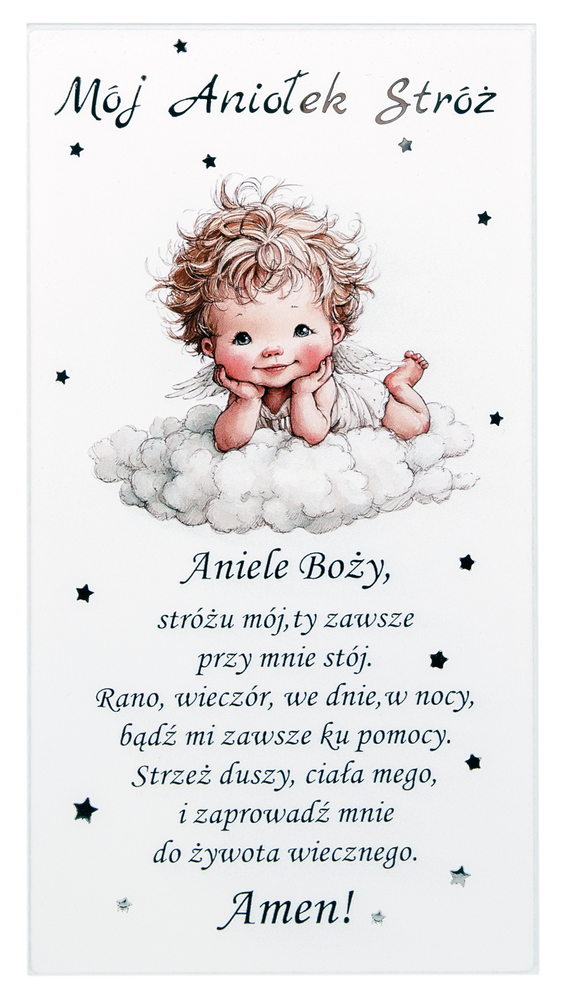 Obrazek Anioł Stróż z modlitwą „Aniele Boży”. S209 10x19cm - obrazek 2