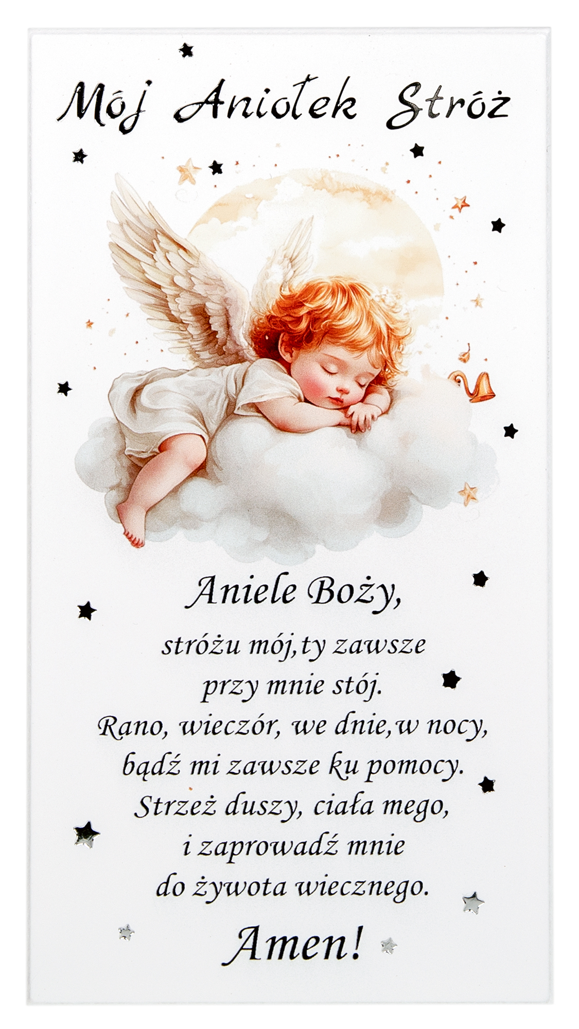 Obrazek Anioł Stróż z modlitwą „Aniele Boży”. S204 10x19cm - obrazek 2
