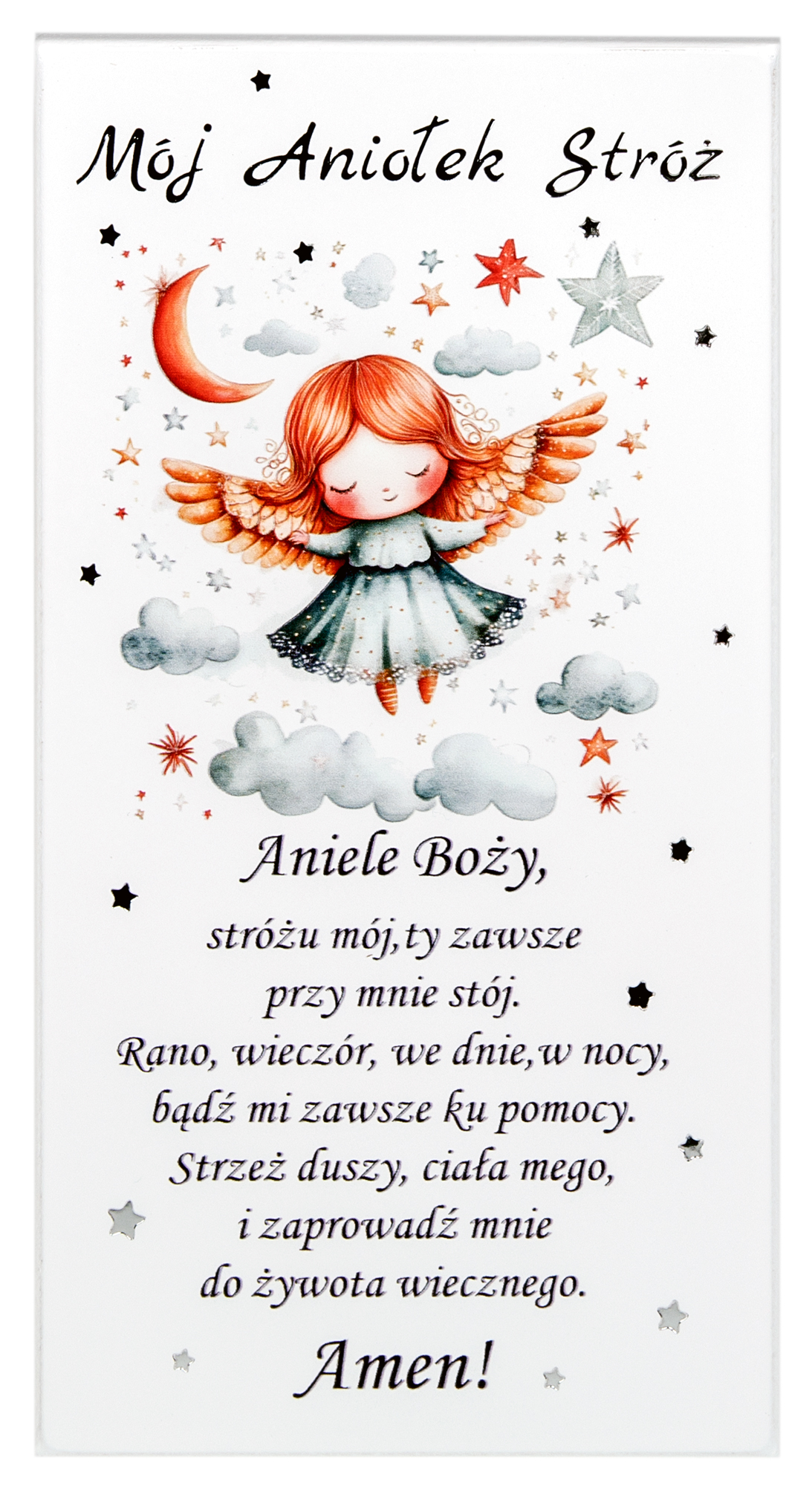 Obrazek Anioł Stróż z modlitwą „Aniele Boży”. S208 10x19cm - obrazek 2