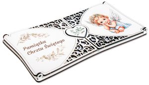 Pamiątka Chrztu Świętego - Elegancka kartka z aniołkiem KND3