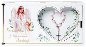 Pudełko Pamiątka I Komunii Świętej z Różańcem PZR1
