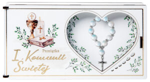 Pudełko Pamiątka I Komunii Świętej z Różańcem PZR3