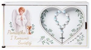 Pudełko Pamiątka I Komunii Świętej z Różańcem PZR4
