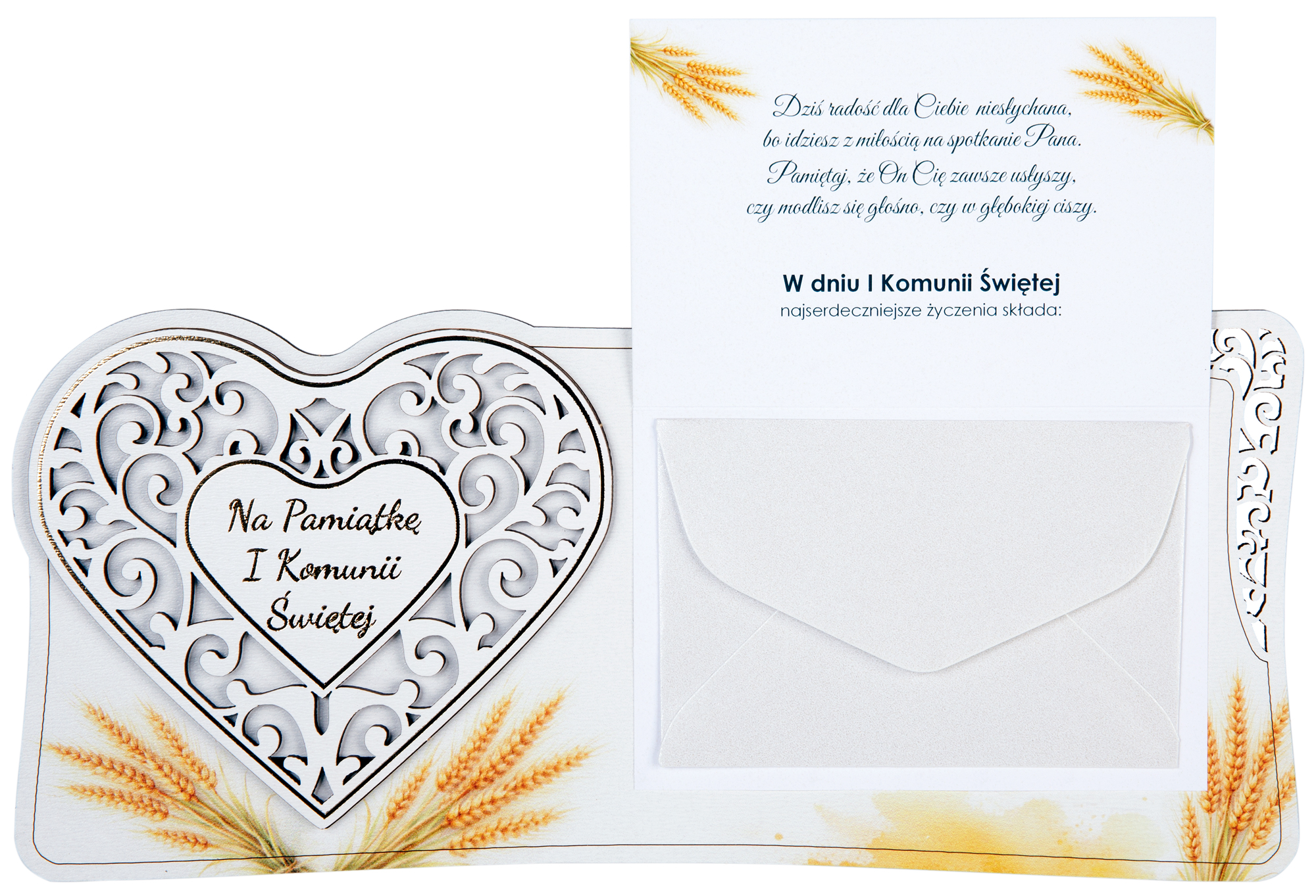 Pamiątka I Komunii Świetej - Elegancka kartka do postawienia 3D KK4